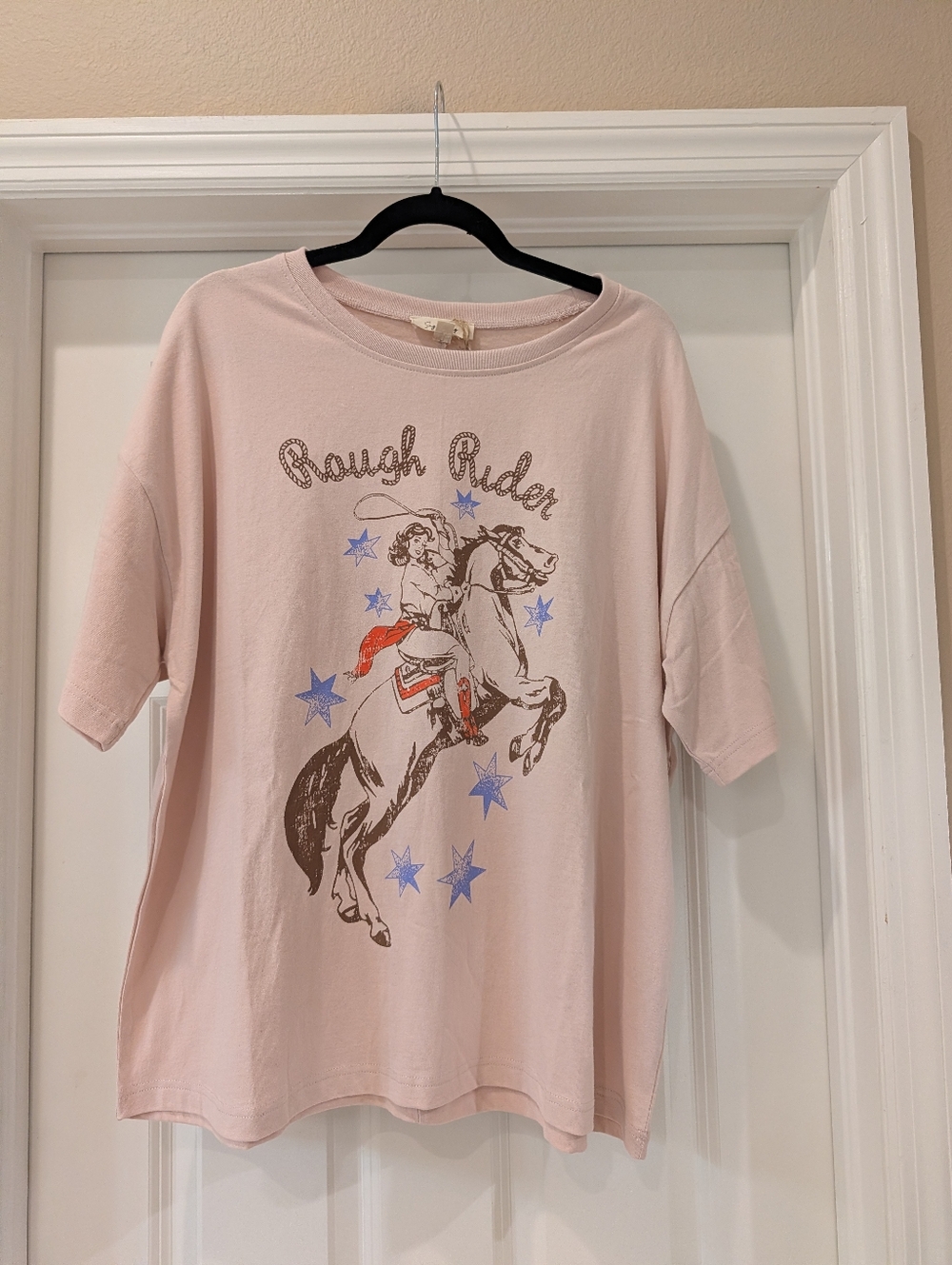Sage And Fig Rough Rider Pink Oversized Cowgirl T-Shirt Size Medium NWT
